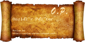 Oszlár Péter névjegykártya